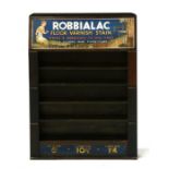 A 'Robbialac Floor Varnish Stain' Point of Sale advertising stand, 55cms (21.75ins) wide.,
