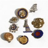 Nine assorted sweetheart brooches and lapel badges including some in silver to the Ghurkas, Royal