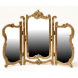 A gilt frame triptych mirror