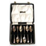 A boxed set of silver teaspoons, Sheffield 1930.