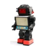 A battery operated plastic TV Robot, made in Hong Kong. 29cms (11.5ins) high