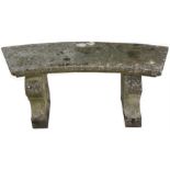 A curved three-part stoneware garden bench, 107cms (42ins) wide. Condition Report Good weathered