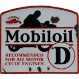 A Mobil Oil 'D' double sided enamel advertising sign, 38 by 33cms (15 by 13ins).