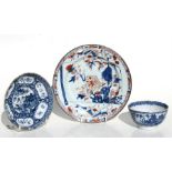A Chinese blue & white tea bowl and saucer; together with an Imari plate (2). Condition Report