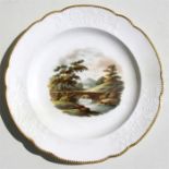 A Spode plate decorated with a bridge on the Trent, 21cms (8.25ins) diameter.