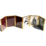 A pair of lacquered brass triple photograph frames, to hold photo 17 by 23cms (6.5 by 9ins).