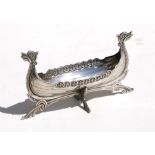 A Norwegian silver bonbon dish in the form of a Viking longboat, 15cms (6ins) long. Condition Report