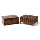 An Eastern hardwood box, 52cms (20.5ins) wide; together with another similar with sectioned