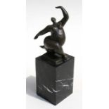 A French bronze study of a Rubinesque dancing nude, mounted on a marble base. overall 28cm (11ins)