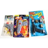 Three assorted plastic Space Guns in original packaging