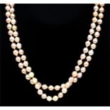 Two pearl necklaces, 51cms (20ins) and 48cms (18.75ins) long (2).