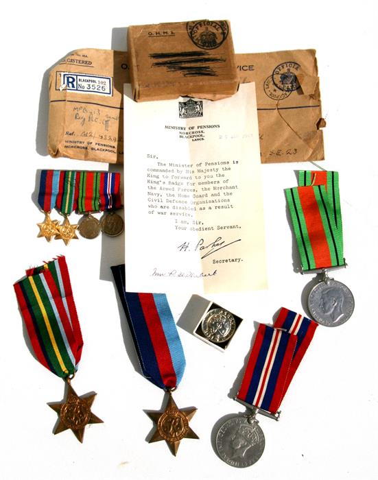 A WW2 Medal group of four including the Pacific Star, 39/45 Star, Defence and War Medal plus his