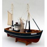 A modern wooden model of a Cornish fishing boat, 45cms (17.75ins) long.