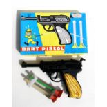 A boxed Chinese tinplate P38 Dart Pistol. 21cms (8.25ins) long