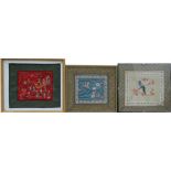 A group of five 20th century Chinese silk embroideries depicting birds and flowers.