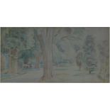 Bernard Adeney (1878-1966) - Greenwich Park - signed lower right, wax crayon on paper, gallery label