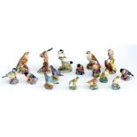 A group of Royal Worcester birds to include 'Thrush', 'Nut Hatch', 'Wren' and 'Bullfinch' (16).