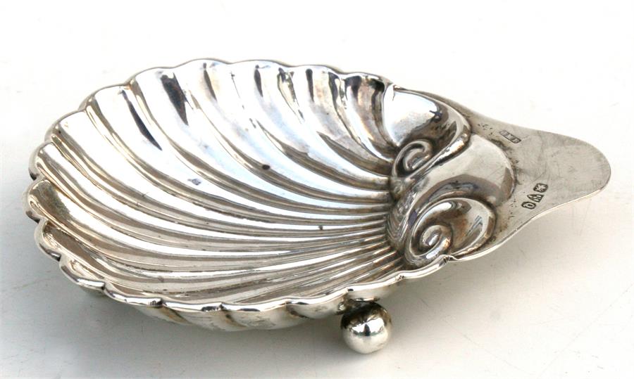 A silver wine taster, London 1965, a silver shell shaped pin dish, Chester 1899, and a pair of cased - Image 5 of 6