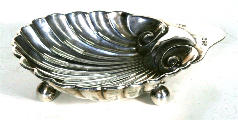 A silver wine taster, London 1965, a silver shell shaped pin dish, Chester 1899, and a pair of cased - Image 3 of 6