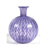 A Venetian Latticino glass vase of globular form, 9cm (3.5ins) high.