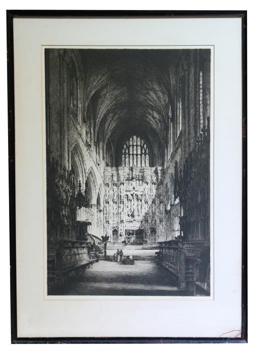 Albany E Howard (1872-1936), interior of a Cathedral, signed in pencil to the margin, framed and