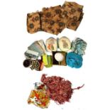 A quantity of textiles to include upholstery braiding, French tapestry and needlework cushions