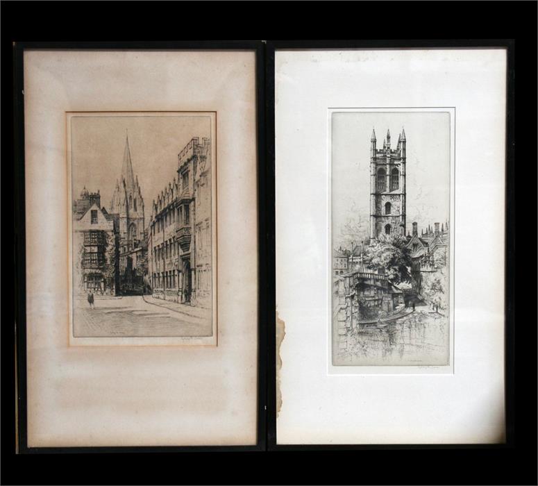 Sidney R Jones (1881-1966), A pair of architectural etchings, signed in pencil to the margin, 21cm x