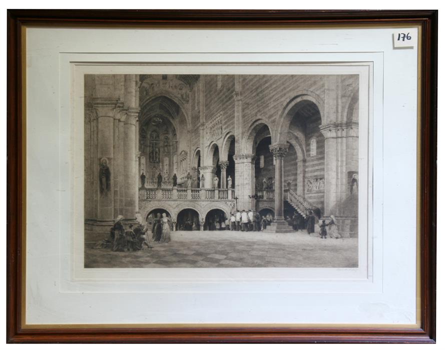 Axel H Haig (1835-1921), Interior of a Cathedral, etching, signed in pencil to the margin, framed