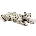 A Faience style pottery wall pocket in the form of a cat, 41cm (16ins) high.