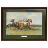 A J Munnings, a pair of prints, "Under starters orders" and "At Hethersett Races" 59cm x 45cm (23.