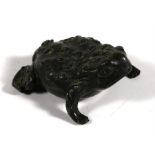 An Italian Paduan bronze toad, possibly 16th century. 7cm (2.75ins) long.