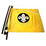 An Allerton Bywater Boy Scouts flag on a two part mahogany pole with Be Prepared finial. The flag is