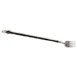 An ebony handled silver toasting fork, Chester 1895, 45cm (17.75ins) long. Condition Report Handle