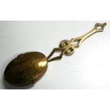 An 18/19th century pierced brass chestnut roaster, 54cm (21.25ins) long