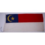 An original cotton flag to the Malaysian State of Malacca. 84cms by 183cms (33ins by 72ins)