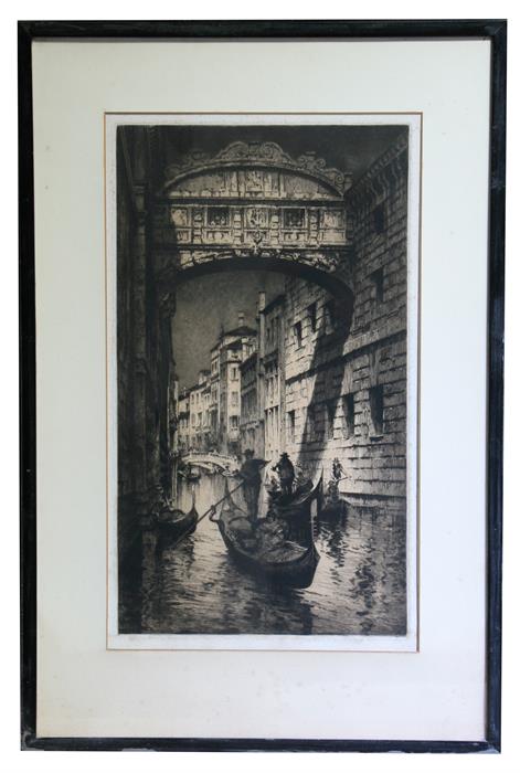 Albany E Howard (1872-1936), Venetian scene, signed in pencil to the margin, framed and glazed, 32cm