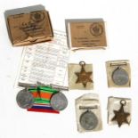 A WW2 Army Medal group of four (no ribbons) but in their original envelopes with certificate and