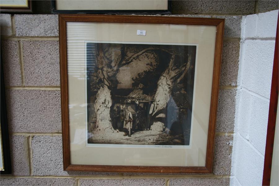 Sir Frank Brangwyn R. A. (1867-1956) "The Butchers Shop", signed in pencil to the margin, etching, - Image 2 of 4