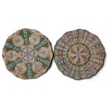 A pair of Thoune pottery plates, 22cm (8.75ins) diameter.