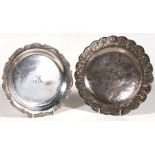 A continental white metal dish, stamped 'Kulta Ja Hopea', 24cm (9.5ins) diameter; together with an