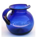 A 'Bristol Blue' large water jug with snapped off pontil mark to base, 20cms (8ins) high.