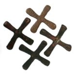 African / Tribal Art - four Katanga copper crosses, each approx 19cms (7.5ins) diameter (4).