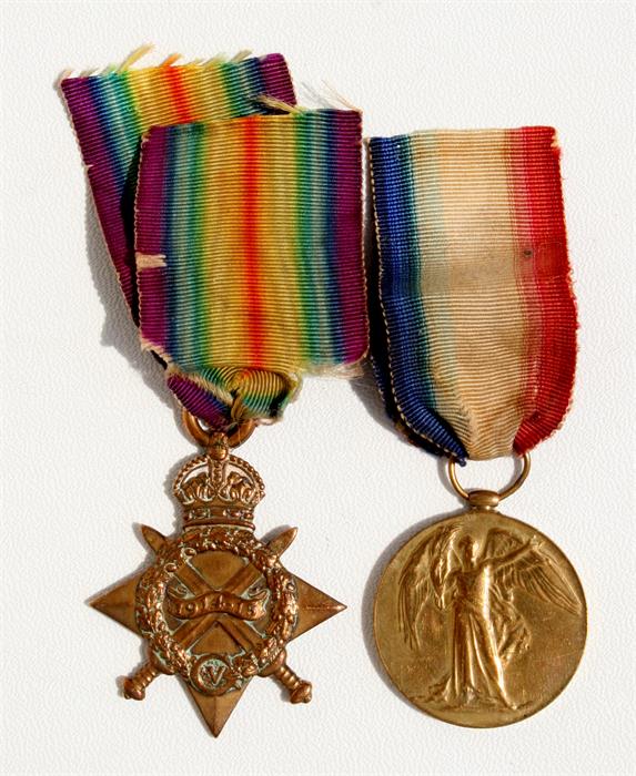 Denny/Robinson: A 1915 Star named to 1602 CPL.CONDR. W. DENNIS. E.AFR.T.C. and WW1 Victory Medal