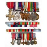 Colonel J.C. Denny, O.B.E., M.C., mounted medal group with mounted dress miniatures. Comprising O.
