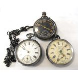 A Victorian silver cased open faced pocket watch, the enamel dial with Roman numerals and subsidiary