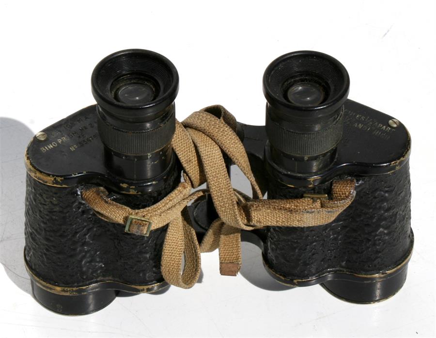 A pair of WWII field glasses, Bino Prism No 2, Mark II, number 85479.