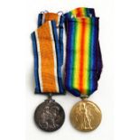 A WW1 casualty medal pair with original ribbons named to GS-21567 Private F.J. Smith of the Royal