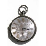A Victorian open-faced pocket watch, the silvered dial with Roman numerals and subsidiary seconds