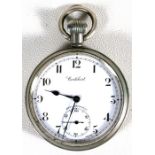 A Cortebert Swiss made anti magnetic open faced pocket watch, the enamel dial with Arabic numerals