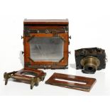 A Victorian J Lancaster & Son Instantograph mahogany cased camera (a/f).